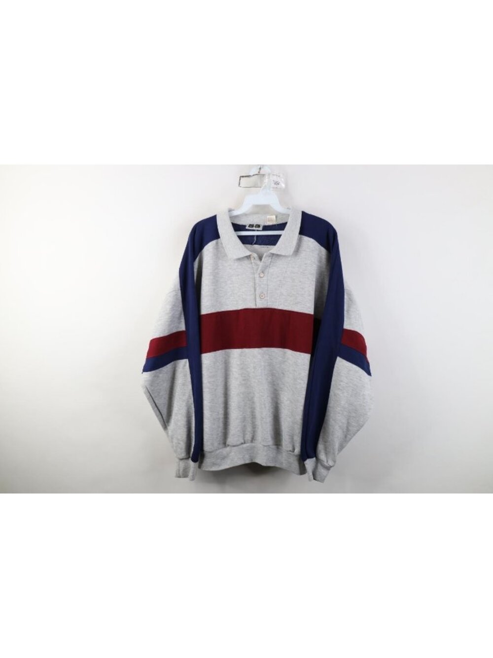 Vintage 90s Streetwear Mens XL Striped Color Block Collared Polo Sweatshirt